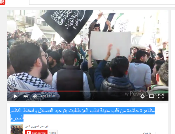 Idlib stadt Al-kaida mit zwei bannern Nusra und FSA